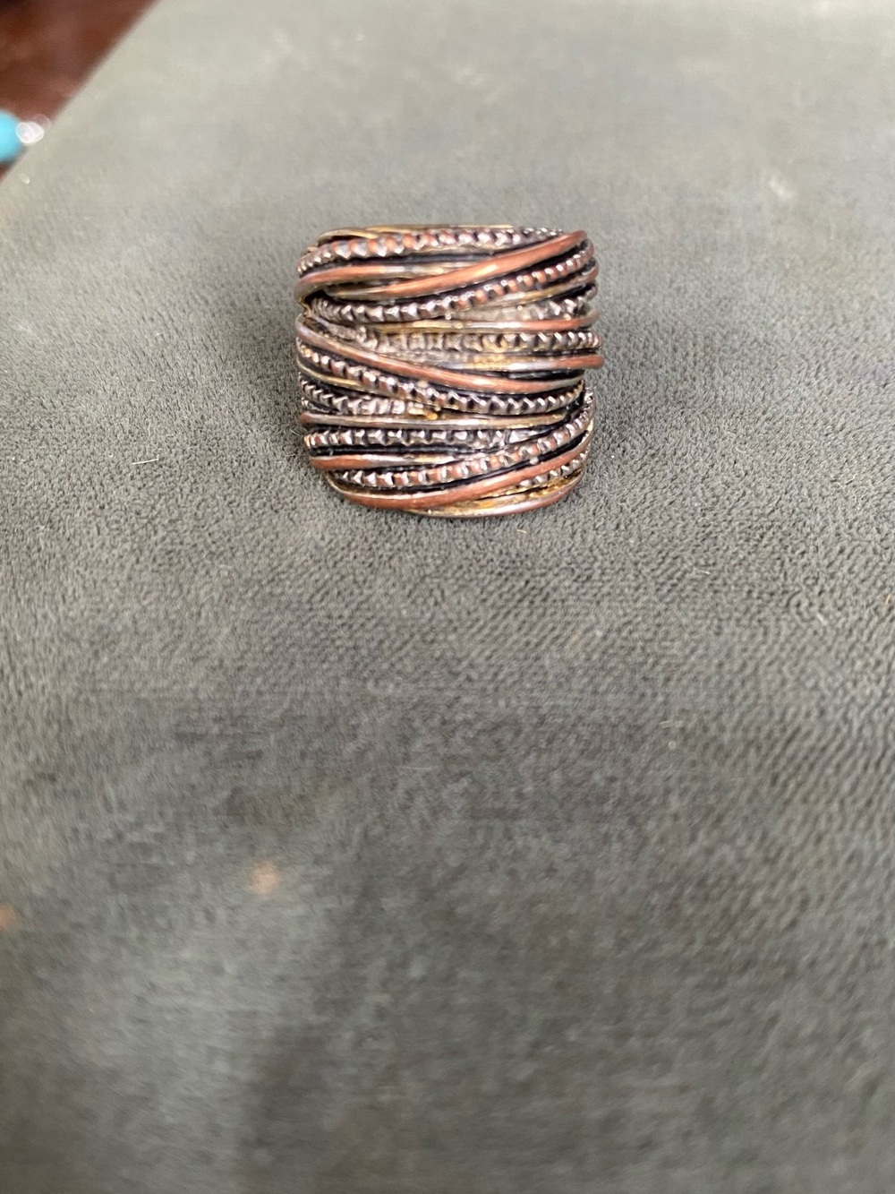 Multi-Row Twisted Metal Statement Ring in Mixed Metal Tones